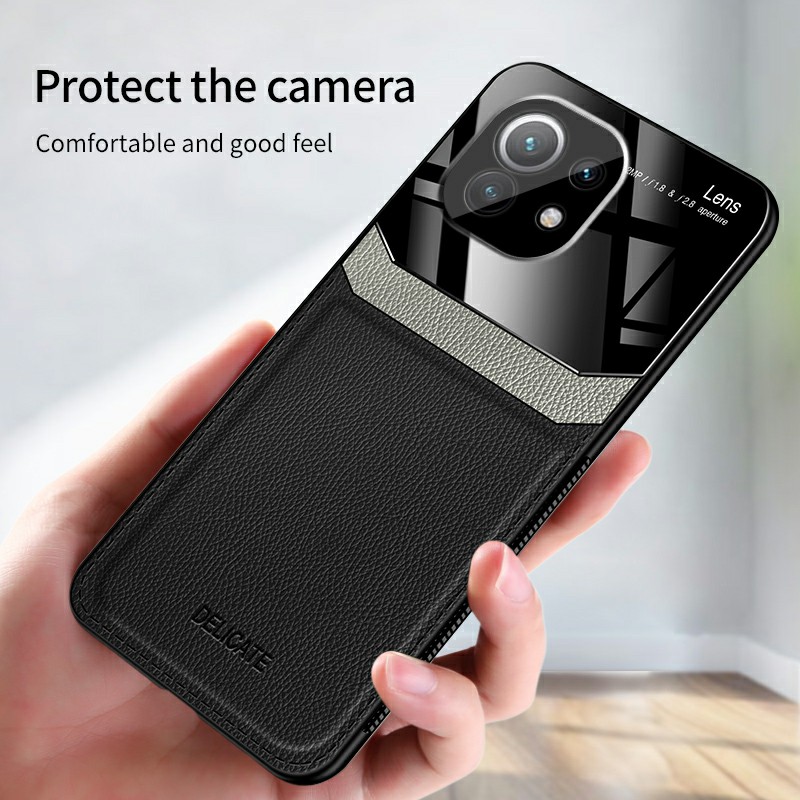 ỐP XIAOMI MI 11 LITE / 11 LITE 5G CHỐNG SỐC VÂN DA KÍNH THỜI TRANG CAO CẤP