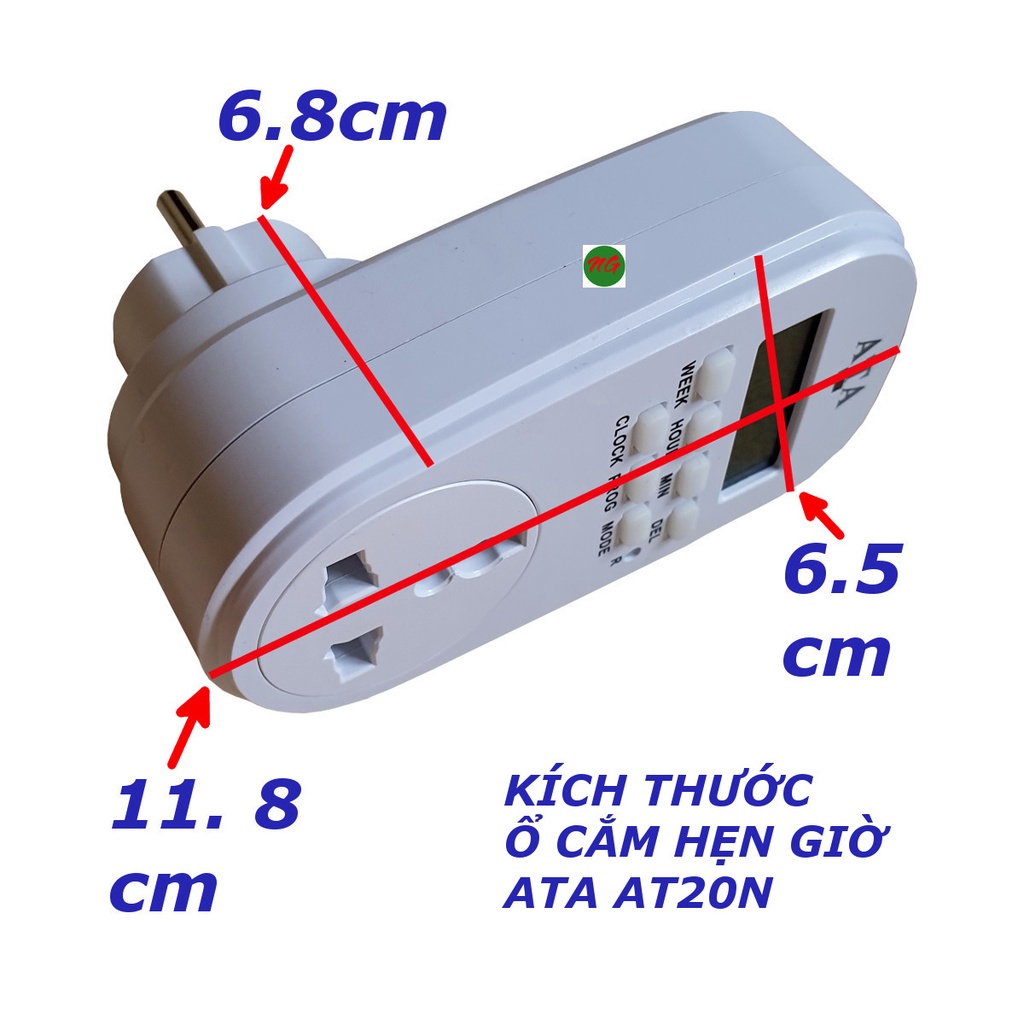 Ổ cắm hẹn giờ - Công tắc hẹn giờ điện tử tắt mở tự động thiết bị điện ATA 20N