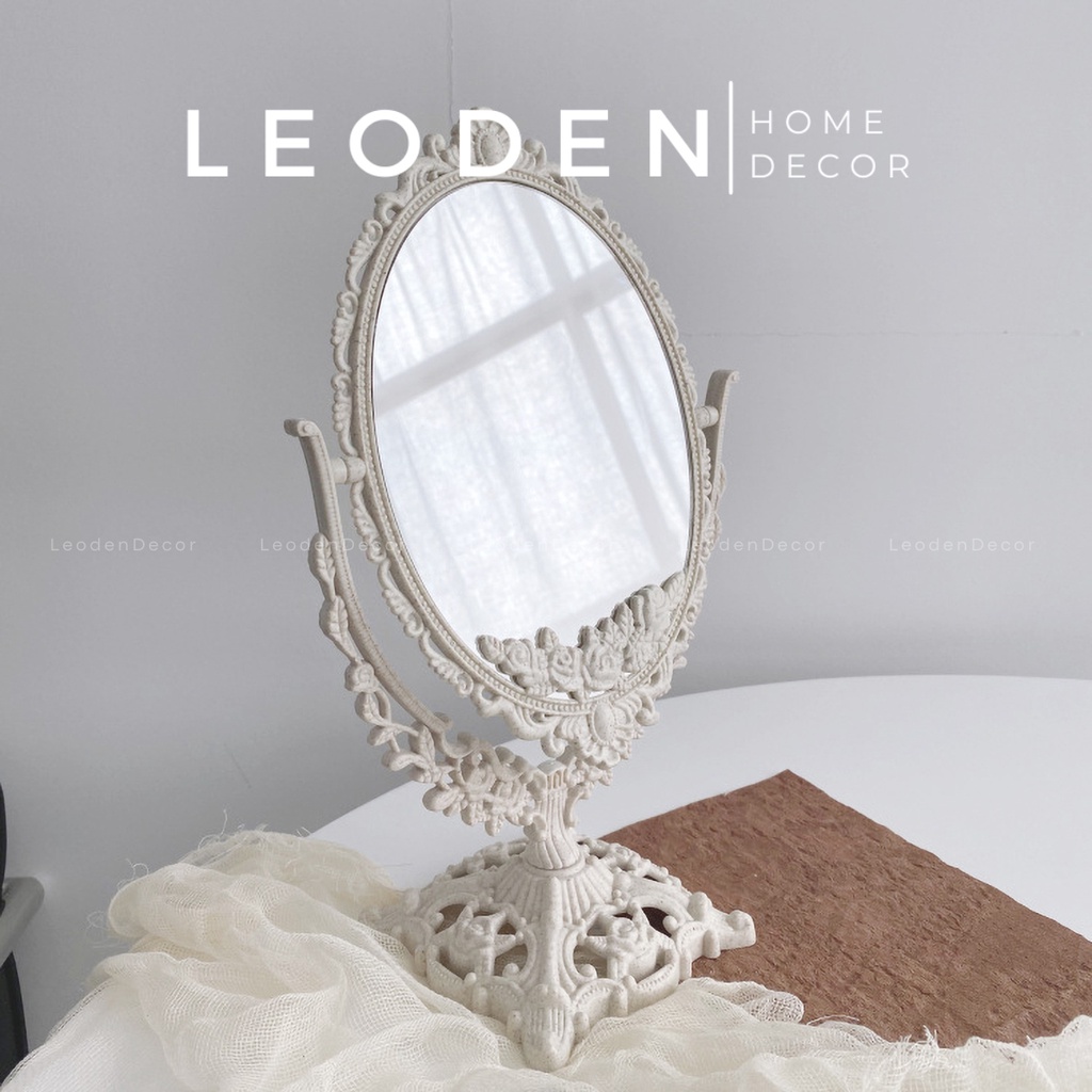 Gương trang điểm để bàn 2 mặt phong cách vintage châu Âu – LEODEN Decor