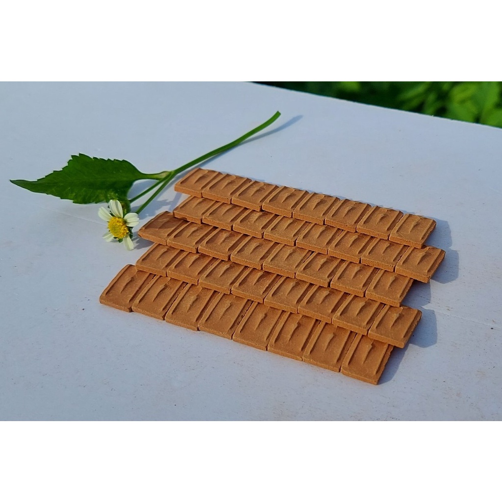 100 viên - NGÓI VUÔNG Mini 15x10x2mm, Gạch Ngói Đất Sét Nung Mô Hình, Tiểu Cảnh.