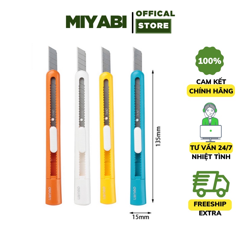 Dao rọc giấy mini Deli cao cấp 2025 80mm nhiều màu - Dao rọc giấy cute MIYABI STORE