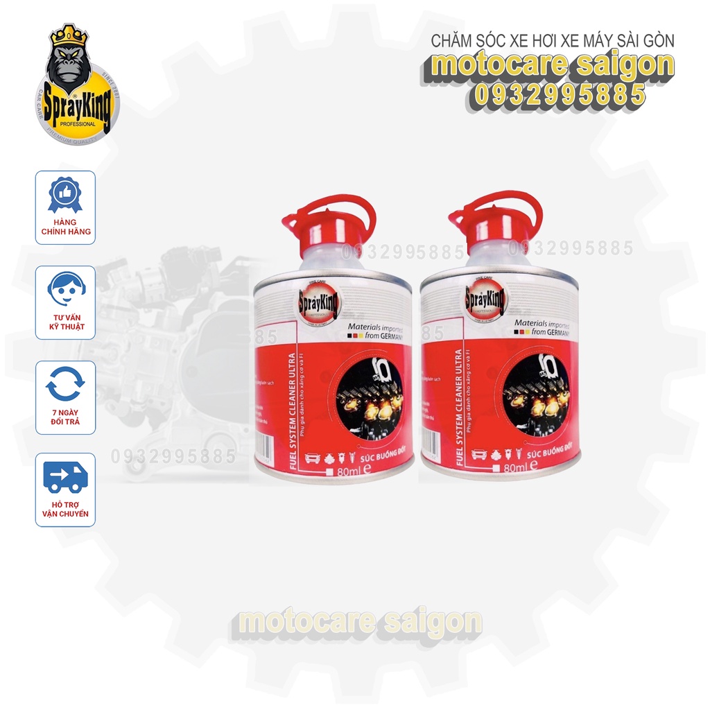 ⚡BÁN CHẠY ⚡Dung dịch vệ sinh kim phun làm sạch kim phun xăng béc xăng buồng đốt động cơ 4T Spray king lon 80ml--