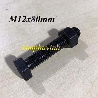 02 bộ - 12x80mm bulong thép đen - bulon đen 8.8