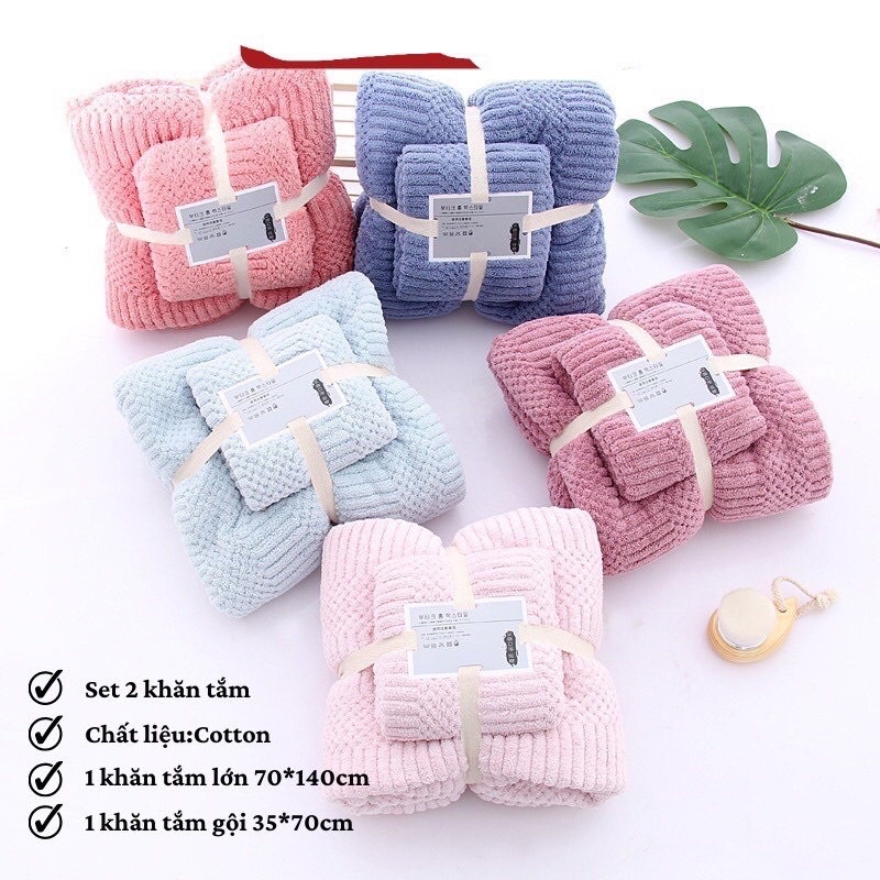 Set 2 khăn tắm lông cừu xuất haà cỡ lớn siêu mềm mịn và thấm nước tốt