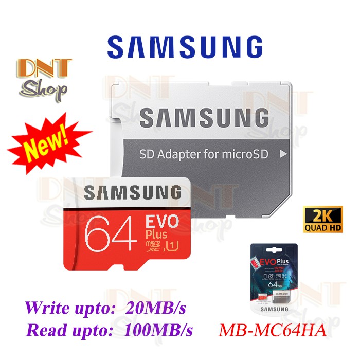 Thẻ nhớ MicroSDXC Samsung EVO Plus 64GB U1 2K R100MB/s W20MB/s - (MB-MC64HA) Ver 2020 | BigBuy360 - bigbuy360.vn