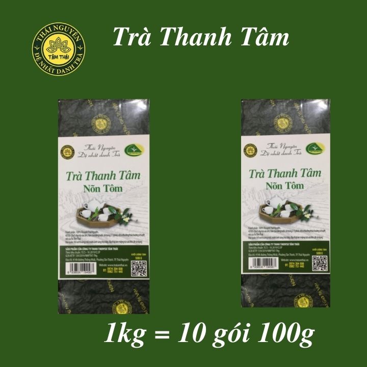 [Mã GROSALE1 giảm 8% đơn 500K] Trà Nõn Tôm Thái Nguyên 1kg (10 gói 100g), Trà Xanh Tâm Thái, Trà Nõn Tôm Thanh Tâm 1kg