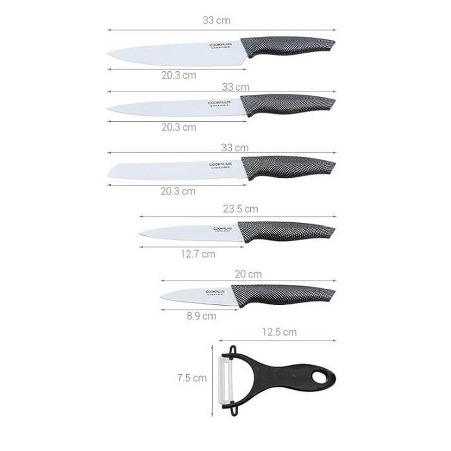 Bộ Dao 6 Món Lock&amp;Lock Cookplus CKK101S01 Chất Liệu Lúa Mạch Kháng Khuẩn, Bộ Dao Nhà Bếp 6 Món Lock&amp;Lock
