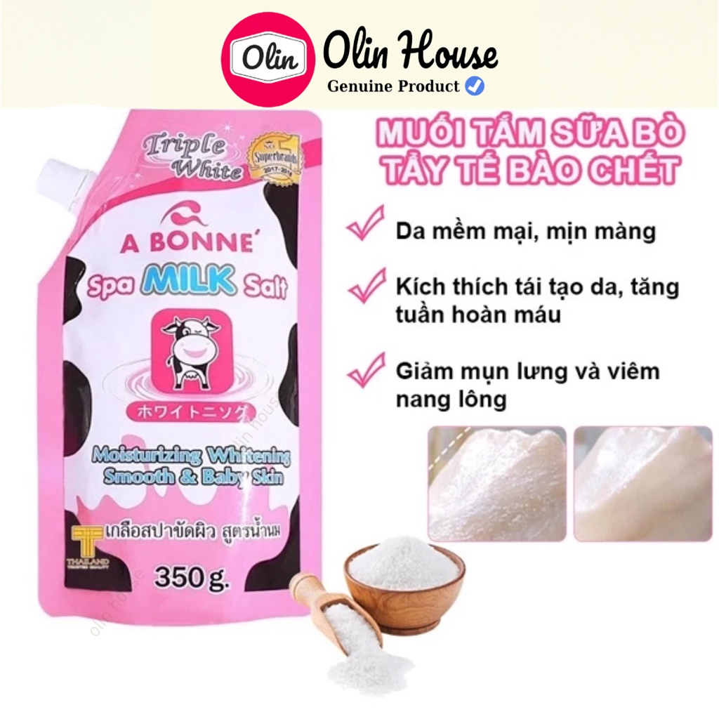 Muối Tắm Sữa Bò 350g - Tẩy Tế Bào Chết - Tẩy da chết Body A Bonne Spa Milk Salt Thái Lan - Olin House