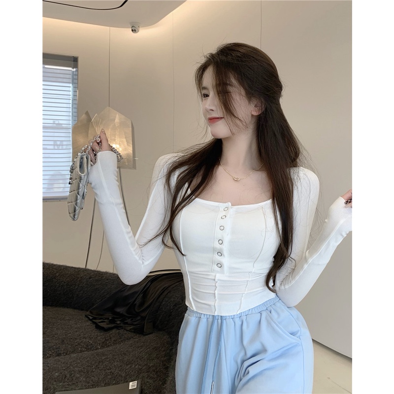 Áo thun COZOKC tay dài dáng ôm quyến rũ thời trang cho nữ