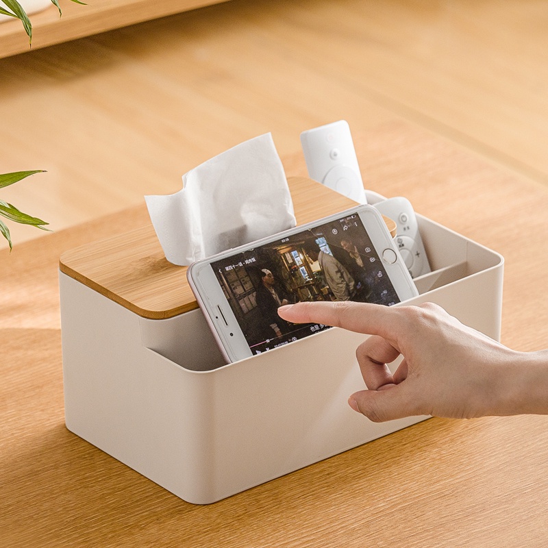 Hộp Đựng Khăn Giấy Có Ngăn Bên Cạnh Để Đồ Nhỏ Tiện Lợi NaChuan