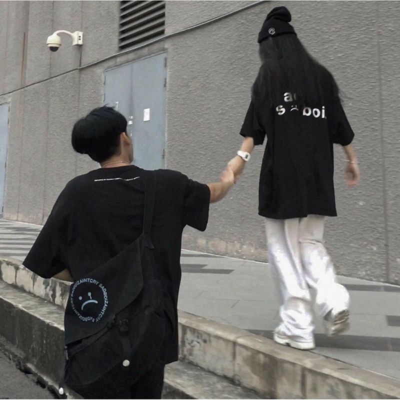 Áo thun tay lỡ Sadboiz❤áo phông nam nữ unisex form rộng freesiz❤ Kiểu áo sad boiz mặc nhóm ; đôi
