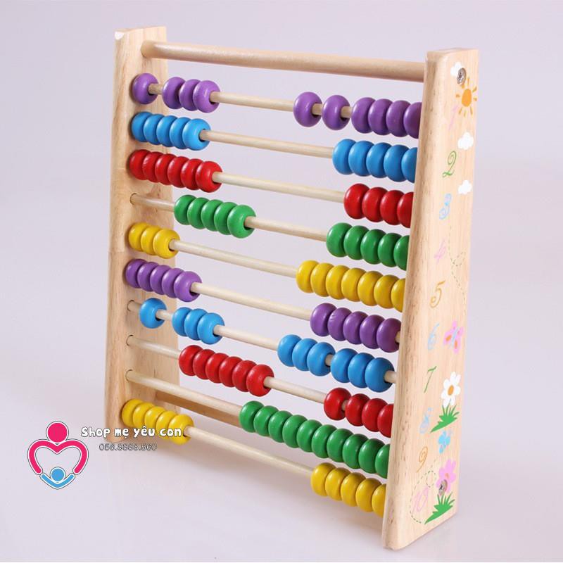 Bàn Tính Gỗ 100 viên Cho Bé Học Toán - Mẫu truyền thống 10 hàng