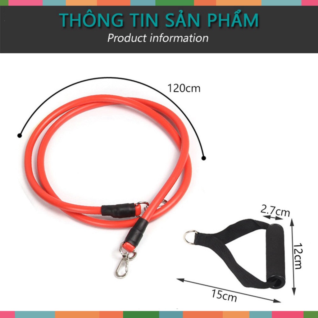 Bộ 5 dây ngũ sắc đàn hồi tập thể hình cao cấp - dụng cụ tập gym - thể thao, Sét 5 dây tập thể dục siêu tiện lợi, bền