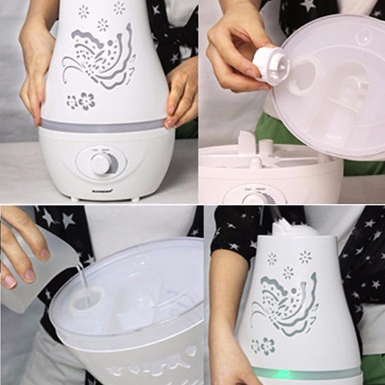 Máy phun tinh dầu hồ điệp đáy tròn 2200ml khuếch tán xông tinh dầu tạo ẩm siêu âm - DIFFUSER LUX
