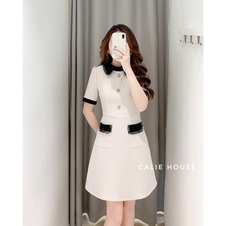 Váy đầm nữ cổ túi đen công sở Calie House V133