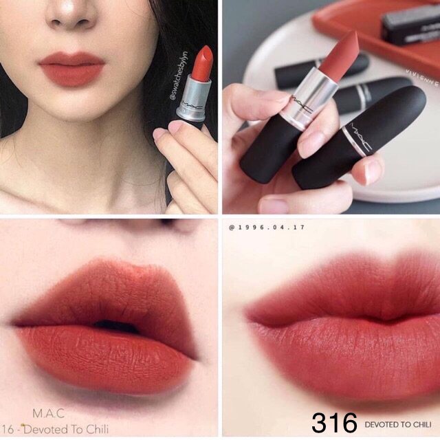 Son Mac chính hãng Ruby Woo, Chili, Marrakesh màu cam cháy đỏ gạch cam đất hot nhất mọi thời đại