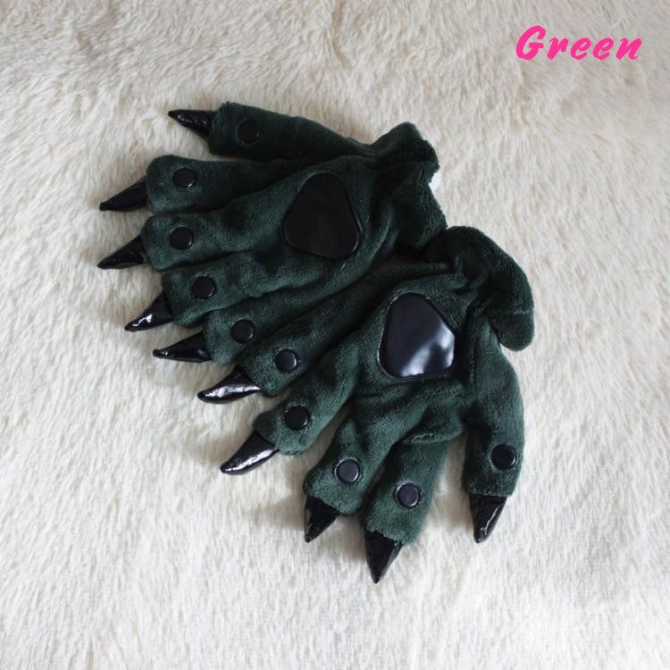 Găng Tay Flannel Mềm Mại Hình Móng Vuốt/Gấu/Khủng Long Cho Halloween