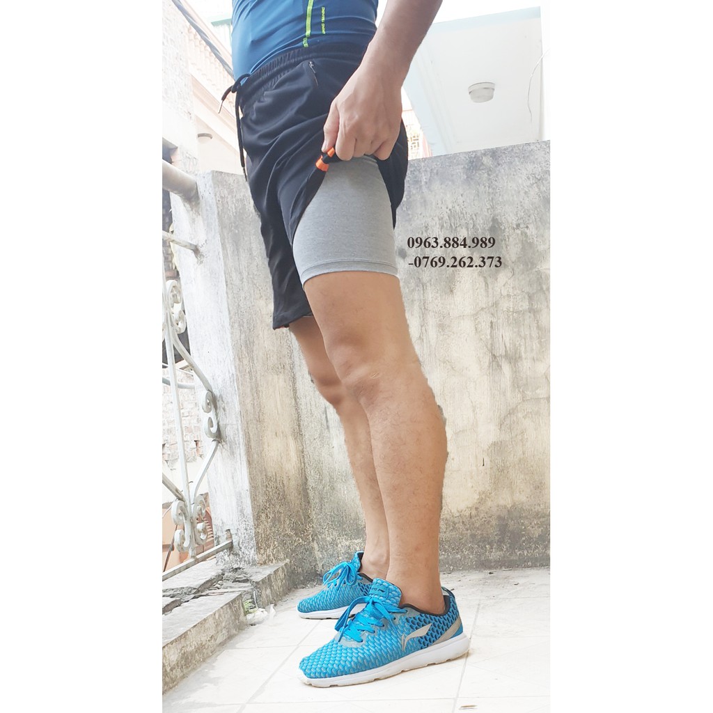 Bộ quần tập Gym, chơi thể thao: Quần đùi + Quần giữ nhiệt