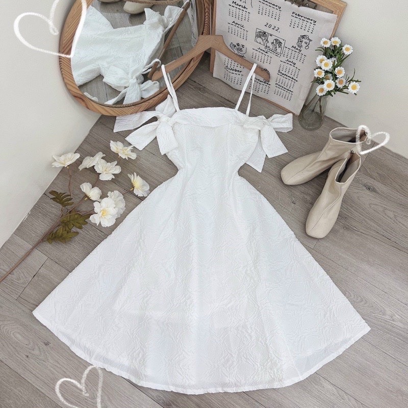 [ 𝐅𝐑𝐄𝐄 𝐒𝐇𝐈𝐏 ]•VÁY XỐP 2S NƠ VAI CHẤT VẢI GẤM SỐP CHẤT ĐẸP LẮM Ạ