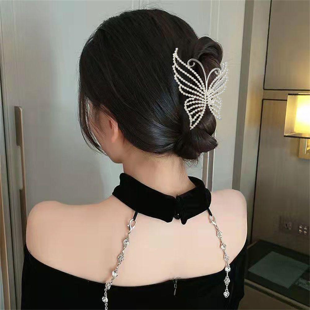 Kẹp Tóc Hình Bướm Đính Ngọc Trai Thời Trang Cho Nữ|Kẹp Tóc