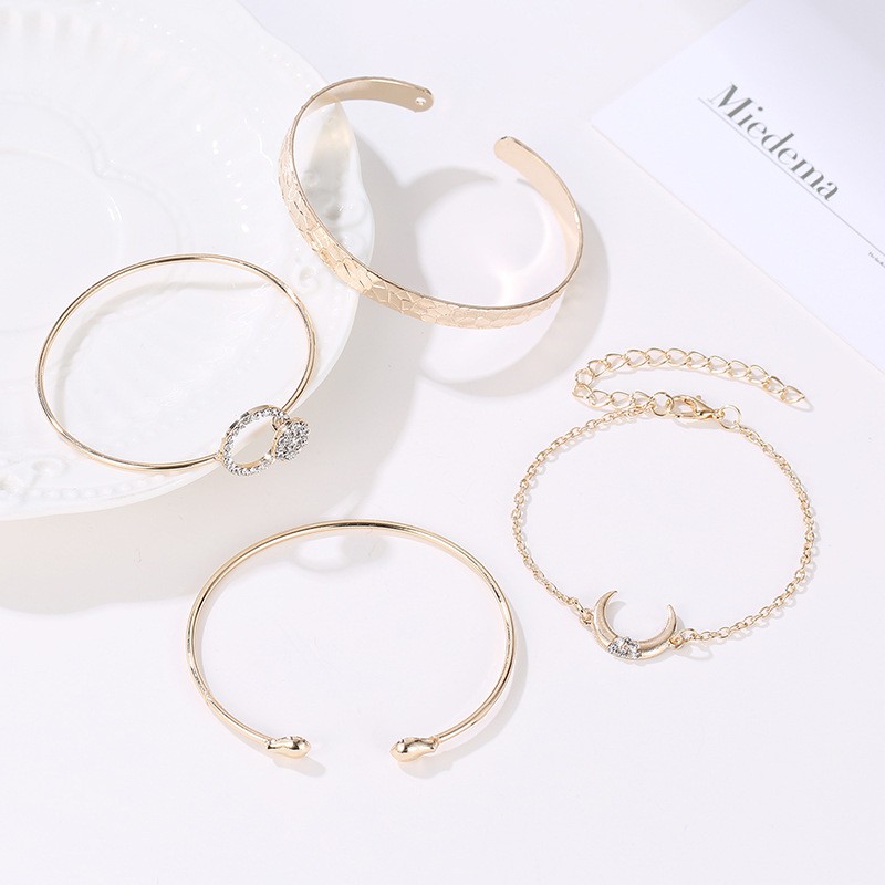 Set 4 Vòng Tay Hợp Kim Đính Đá Nhân Tạo Thời Trang Cho Nữ