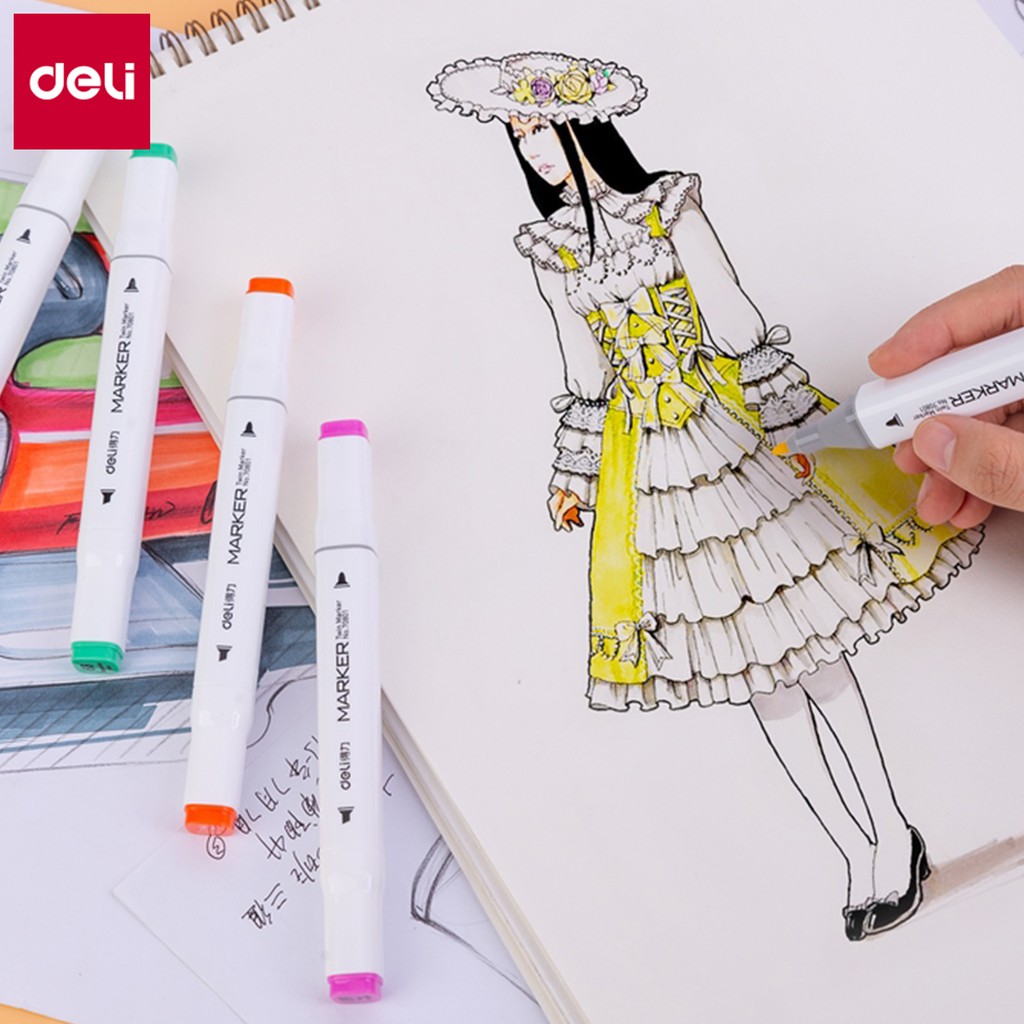 Bút màu marker hai đầu Deli - Bút dấu dòng - Màu vẽ cao cấp - 70801 #8