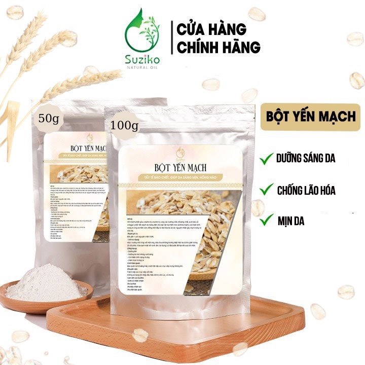 Bột Yến Mạch đắp mặt nạ hữu cơ SUZIKO nguyên chất 100G | 100% Organic