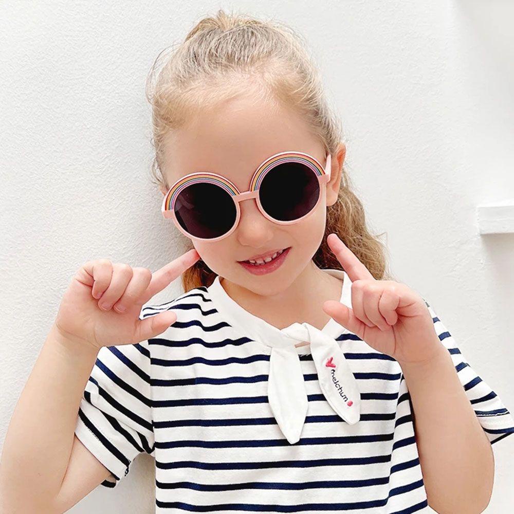 Kính Mát Tròng Tròn Màu Cầu Vồng Dễ Thương Bảo Vệ Mắt Cho Bé Gái WMES15H