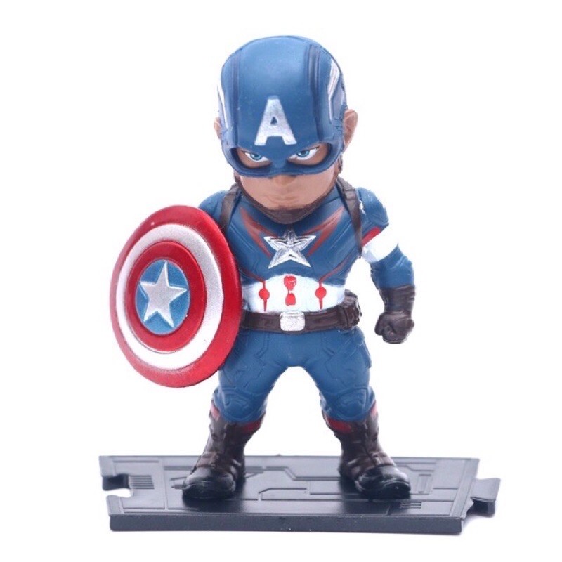 Set 4 Mô Hình Nhân Vật Siêu Anh Hùng Avenger Chibi: Captain America, Thor, Iron Man, Hulkbuster