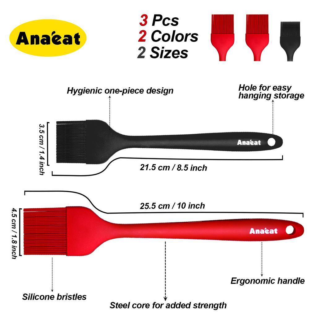 Set 3 Cọ Phết Dầu/Bơ ANAEAT Nướng BBQ Làm Bằng Silicon Chịu Nhiệt