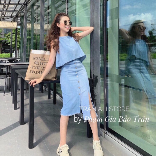 Set jean Đan Lưng Chân Váy