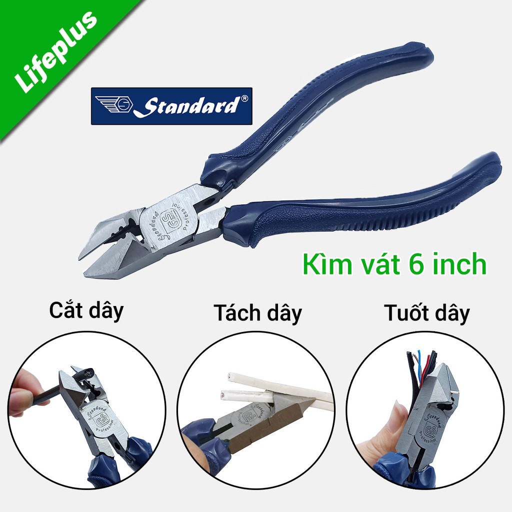 Kìm vát thợ điện Standard 6 inch 160mm - cắt, tách, tuốt dây điện