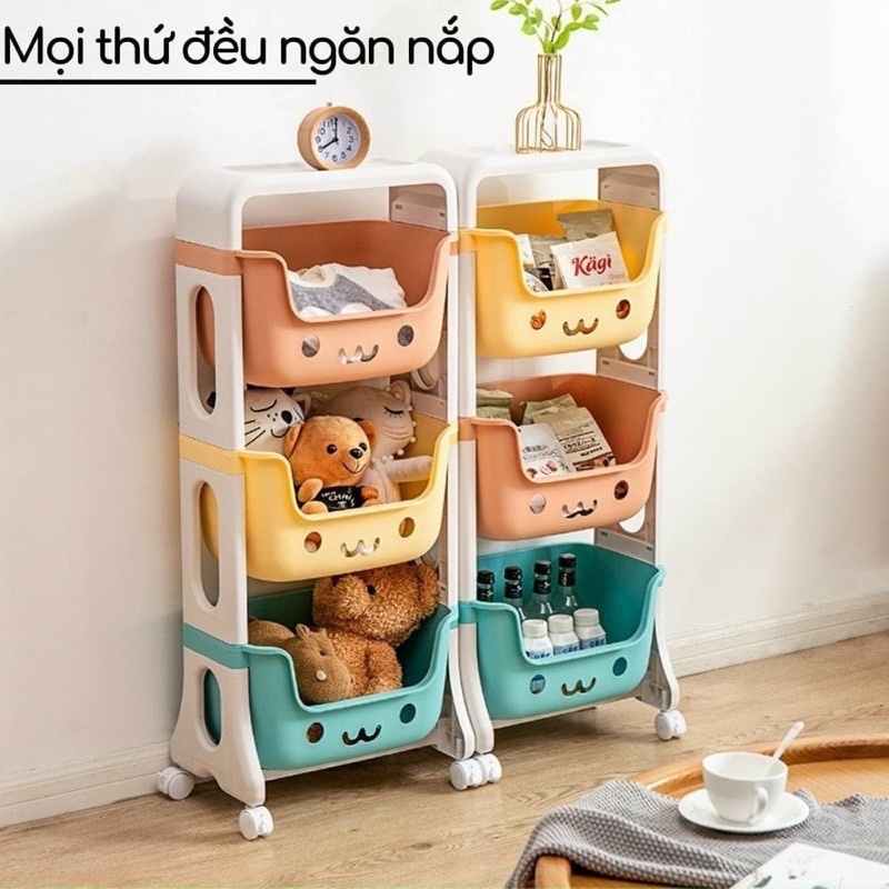 Kệ đa năng để đồ chơi cho bé, bỉm sữa, đồ dùng  gia đình có bánh xe. Hàng việt  nhật cao cấp