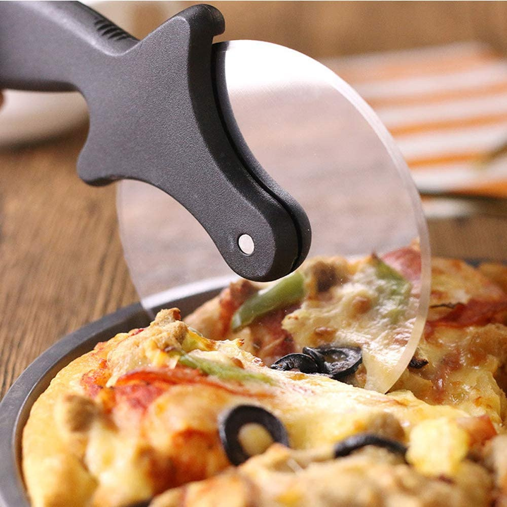 JOSMOMO 1pc Máy cắt bánh Pizza-Máy cắt bánh pizza nhà bếp cao cấp-Siêu sắc bén, dễ dàng làm sạch Máy cắt bánh pizza, bánh pizza, màu đen