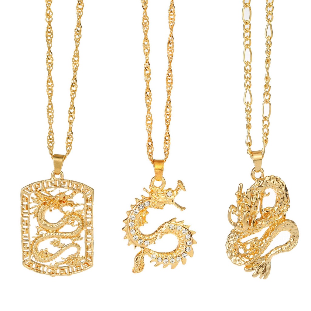 Mặt Vòng cổ Hình Rồng Trung Quốc LEILY|Vòng cổ Mặt Linh Vật Nhiều Màu Sắc