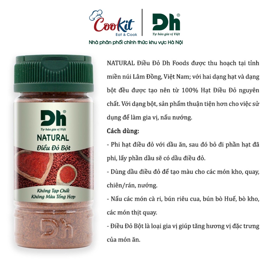 Điều đỏ bột Naturakl Dh Foods gia vị, hương liệu nấu ăn tự nhiên, tiện lợi 50gr