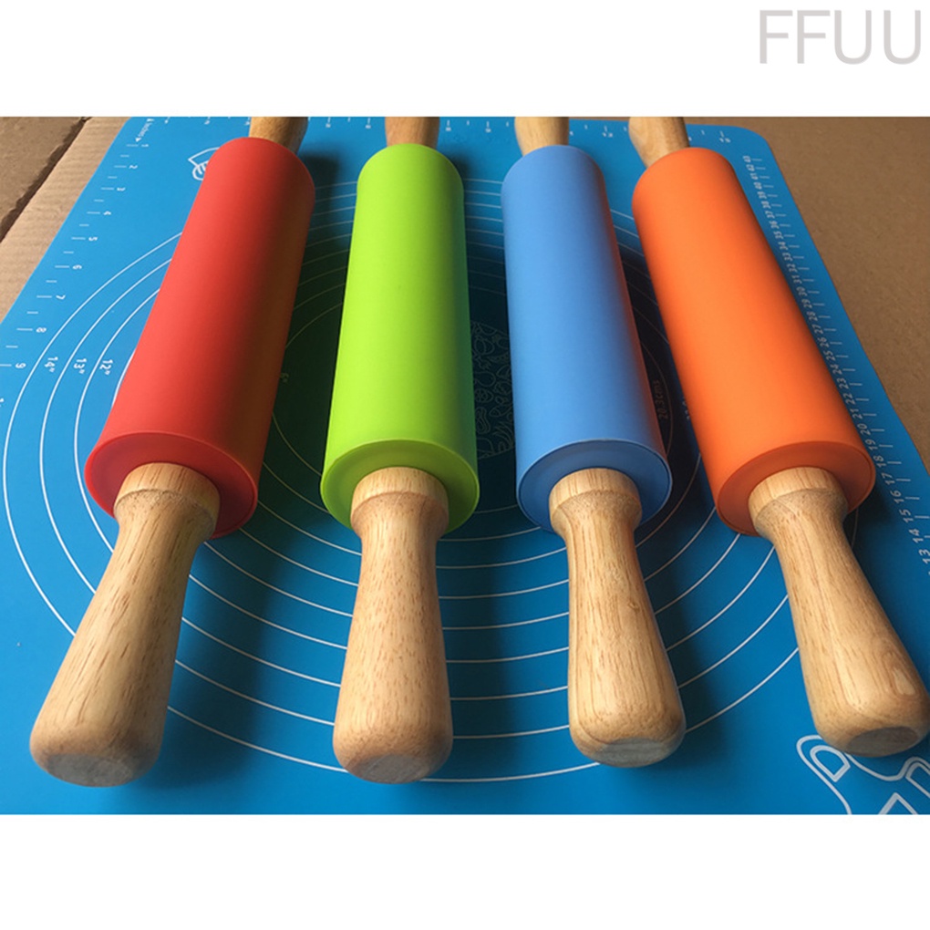 Cây Lăn Bột Làm Bánh Bằng Silicone Cán Gỗ Chống Dính Tiện Dụng Cho Nhà Bếp 86