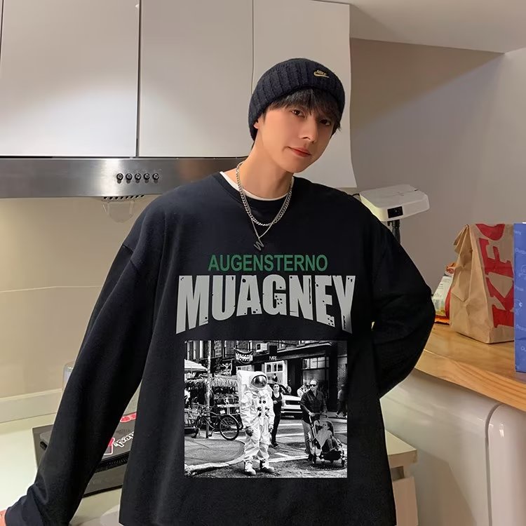 Áo Thun Tay Dài Cổ Tròn Dáng Rộng In Họa Tiết Hoạt Hình Phong Cách Hip Hop Nhật Bản Thời Trang Cho Nam Và Nữ Size M-5XL