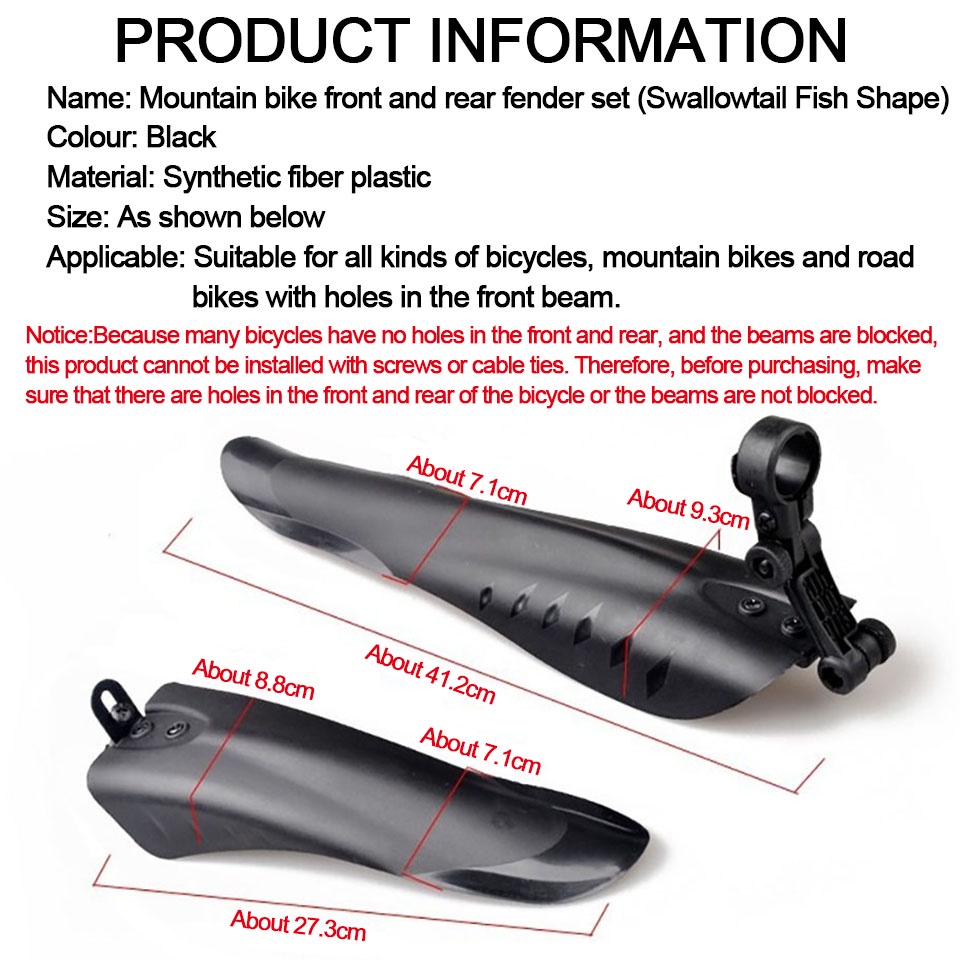 GTUBIKE FENDER Bộ Dè Chắn Bùn Trước Sau Cho Xe Đạp Leo Núi