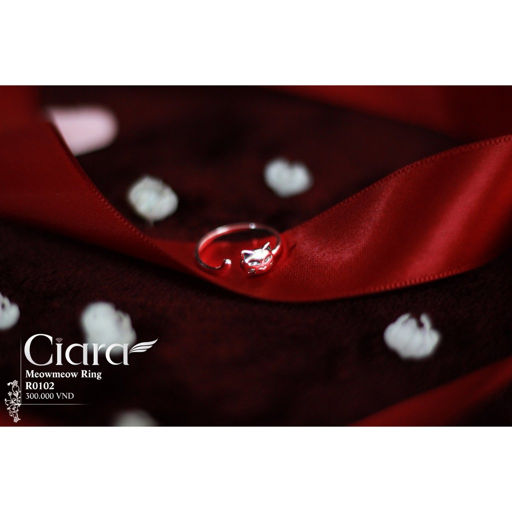 Nhẫn bạc basic hình mèo 925 freesize