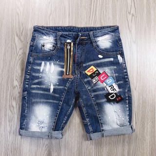 Quần short jean nam logo dsq  K3 STORE chất jean cao cấp thêu trực tiếp sjv15