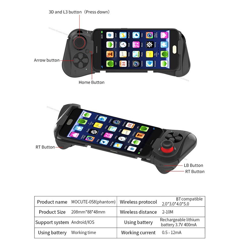 Mocute 058 Wireless Bluetooth Gamepad For Samsung Android Phone Pubg