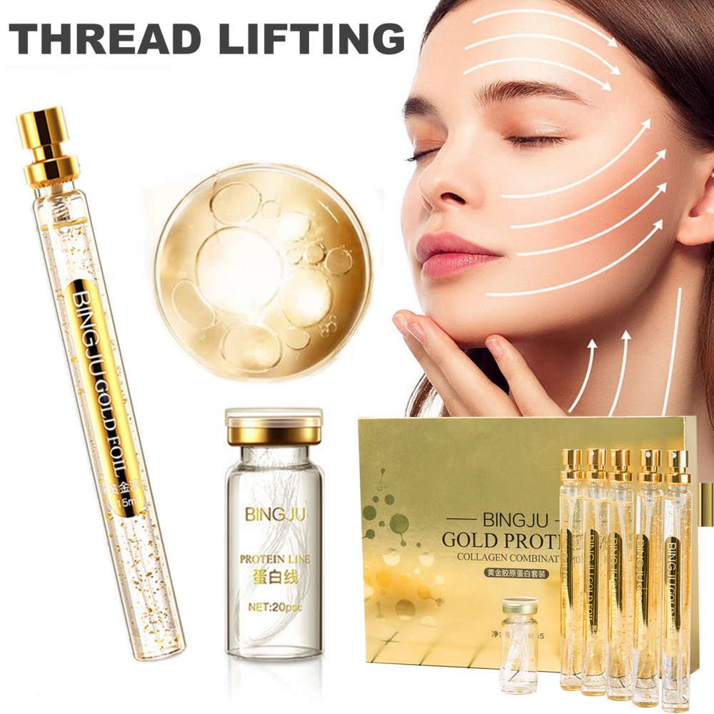 Bộ Tinh Chất Vàng Collagen Sợi Tơ Nâng Cơ Mặt Chống Lão Hóa Dưỡng Ẩm Làm Săn Chắc Da Giảm Nếp Nhăn