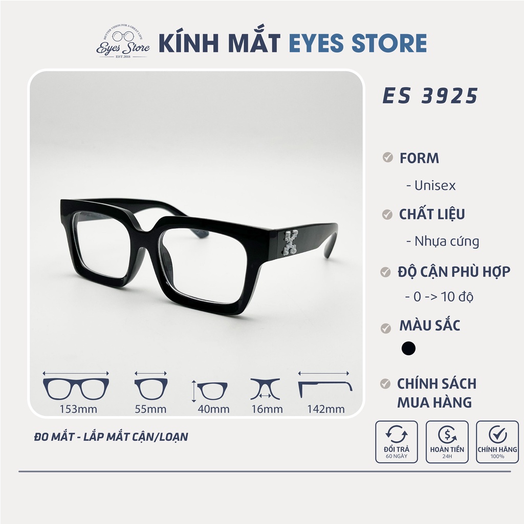 Gọng Kính Cận Nam Nữ EYESSTORE 3925 - Nhựa Cứng