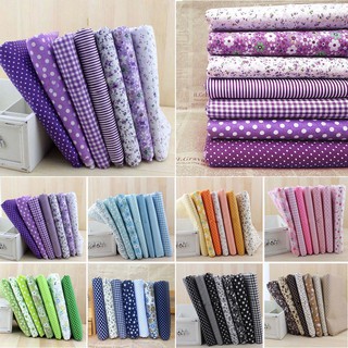Set 7 miếng vải cotton 25cm X 25cm in họa tiết xinh xắn dùng để làm đồ trang trí nội thất