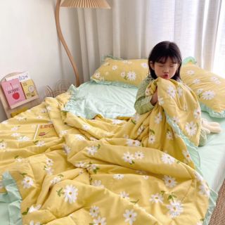 Set cotton đũi bèo (4món) hoa vàng