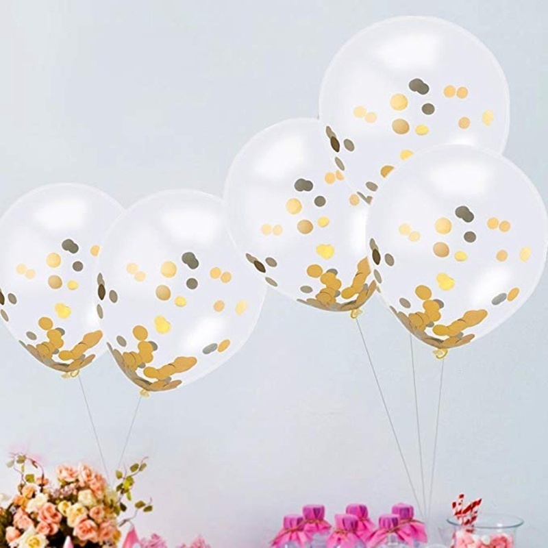 Set 5 Bong Bóng Cao Su Latex Bơm Hơi Trong Suốt Kích Thước 12 Inch Dùng Trang Trí Tiệc Cưới/Sinh Nhật