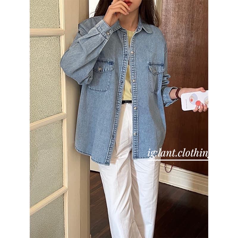 Áo sơ mi bò demi 2 túi trước