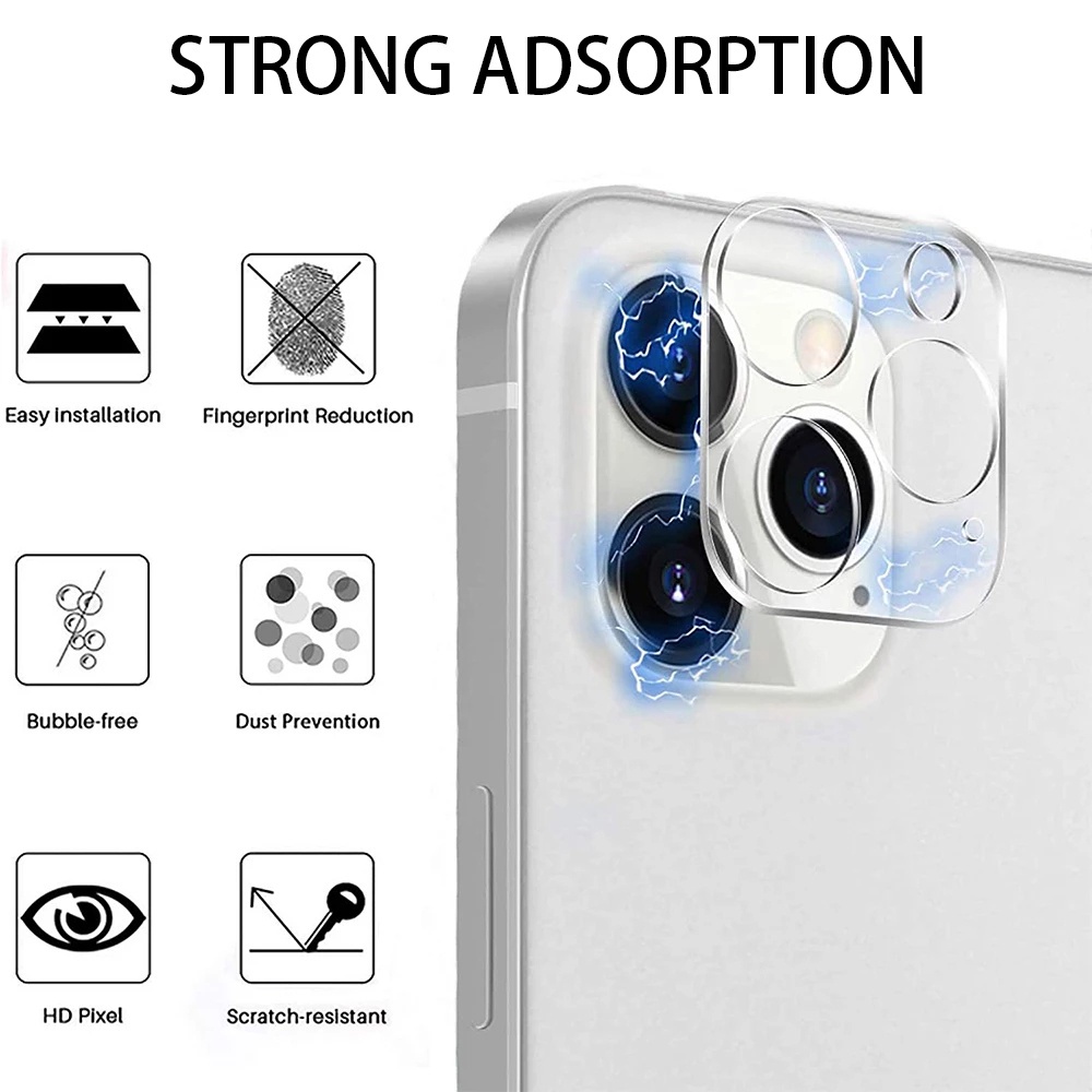 【 2 Trong 1】Kính Cường Lực Bảo Vệ Camera Sau Cho iPhone 11 12 13 14 Pro Max Plus Mini