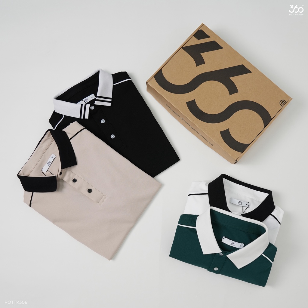 Áo polo nam cổ bẻ local brand 360 BOUTIQUE chất liệu cotton cao cấp, phối viền trẻ trung - POTTK